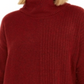 Style & Co Women's Mixed Stitch Ribbed Turtleneck Tunic Sweater Red Size Small