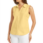 Charter Club Women's Cotton Pique Sleeveless Shirt Yellow Size 10