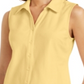 Charter Club Women's Cotton Pique Sleeveless Shirt Yellow Size 10