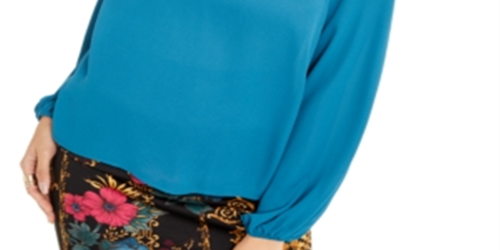 Thalia Sodi Women's Twist Neck Cutout Top Blue Size  Small