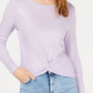 Planet Gold Junior's Twist Front Long Sleeve Top Purple Size XS