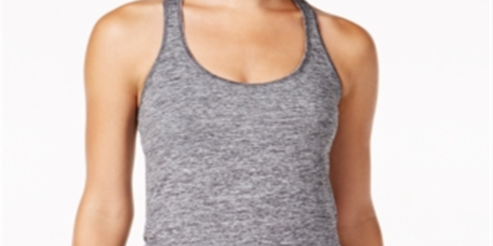 Ideology Women's Rapidry Heathe Racerback Tank Top Gray Size SM