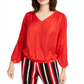 Alfani Women's Banded Hem Blouson Top Red Size X-Large