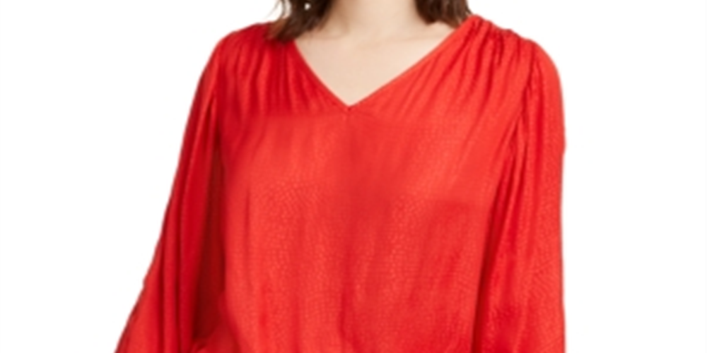 Alfani Women's Banded Hem Blouson Top Red Size X-Large