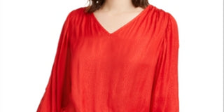 Alfani Women's Banded Hem Blouson Top Red Size X-Large