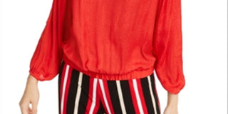 Alfani Women's Banded Hem Blouson Top Red Size X-Large