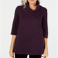 Karen Scott Women's Cowl Neck 3/4 Sleeve Sweater Purple Size Petite Small
