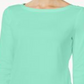 Charter Club Women's Pima Cotton Boat Neck Button Shoulder Top Blue Size Large