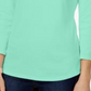 Charter Club Women's Pima Cotton Boat Neck Button Shoulder Top Blue Size Large