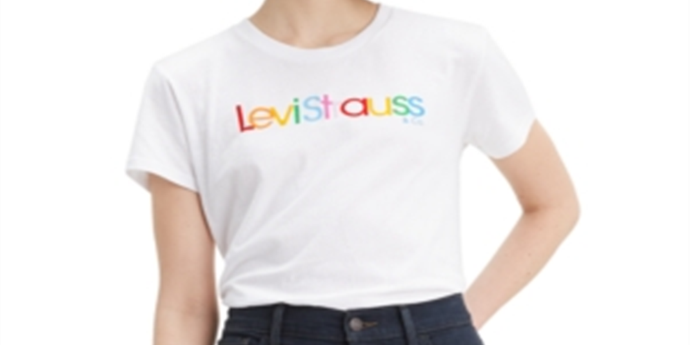 Levi's Women's Perfect Cotton Logo T-Shirt Rounded Logo White Size Medium