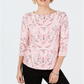 Charter Club Women's Pima Cotton Button Shoulder Printed Top Pink Size Petite Medium