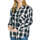 Sanctuary Women's Plaid Long Sleeve Collared Button up Top Black Size Small