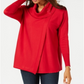 JM Collection Women's Faux Wrap Cowl Neck Sweater Red Size Small