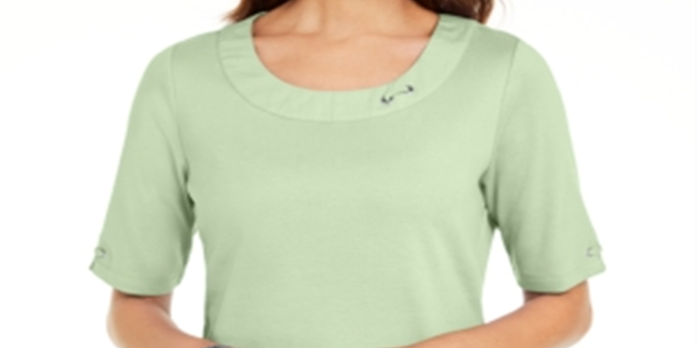 Karen Scott Women's Cotton Ring Top Green SizeX-Small