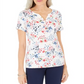 Karen Scott Women's Floral Print Henley Top White Size Medium