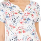 Karen Scott Women's Floral Print Henley Top White Size Medium