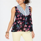 Style & Co Women's Mixed Media Collared Top Blue Size Small