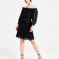 Bar III Women's Metallic Knee Length Cocktail and Party Dress Black Size X-Small