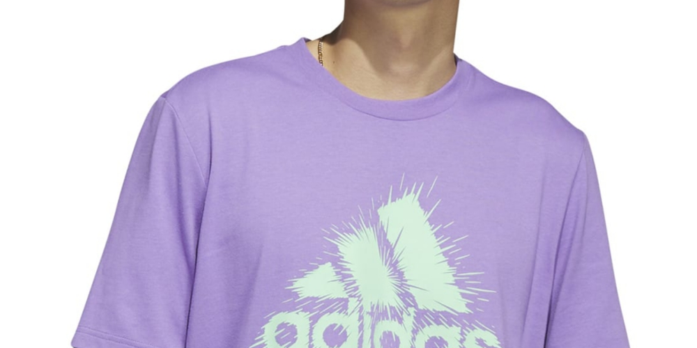 adidas Men's Short Sleeve Logo Graphic T-Shirt Purple Size XX-Large