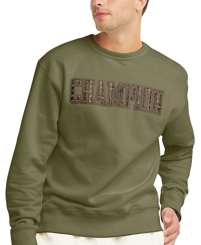 Champion Men's Powerblend Standard Fit Logo Print Fleece Sweatshirt Green Size Large