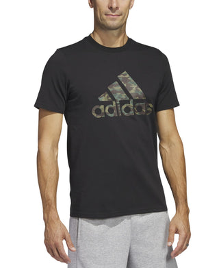 adidas Men's Camo Logo Cotton Short-Sleeve T-Shirt Black Size Small