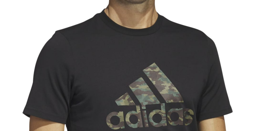 adidas Men's Camo Logo Cotton Short-Sleeve T-Shirt Black Size Small