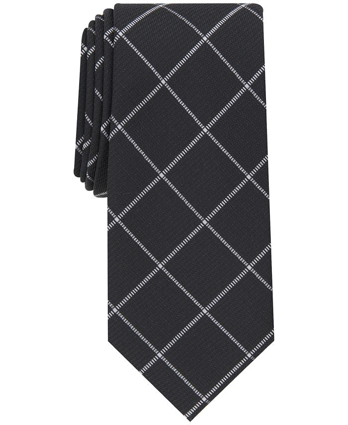 Alfani Men's Robinson Grid Tie Black  Size Regular