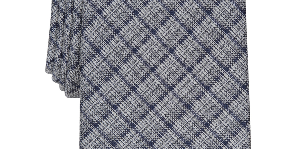 Alfani Men's Gino Plaid Slim Tie Gray Size Regular