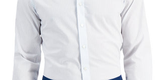 Club Room Men's Slim Fit Striped Dress Shirt  Blue Size X-Large