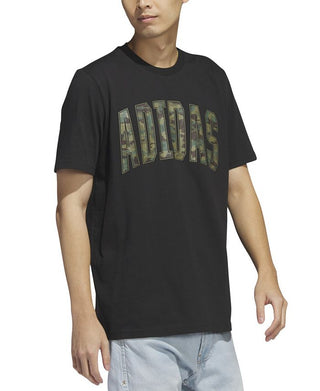 adidas Men's Sportswear Varsity Camo Logo T Shirt Black Size Small