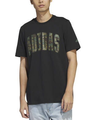 adidas Men's Sportswear Varsity Camo Logo T Shirt Black Size Small