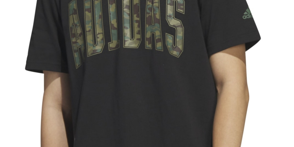 adidas Men's Sportswear Varsity Camo Logo T Shirt Black Size Small