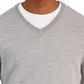 Club Room Men's Solid V Neck Merino Wool Blend Sweater Gray  Size Medium