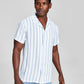 And Now This Men's Striped Woven Short Sleeve Camp Shirt White Size Large
