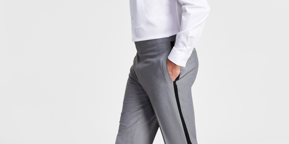 Alfani Men's Slim Fit Stretch Tuxedo Pants Gray  Size 30X32