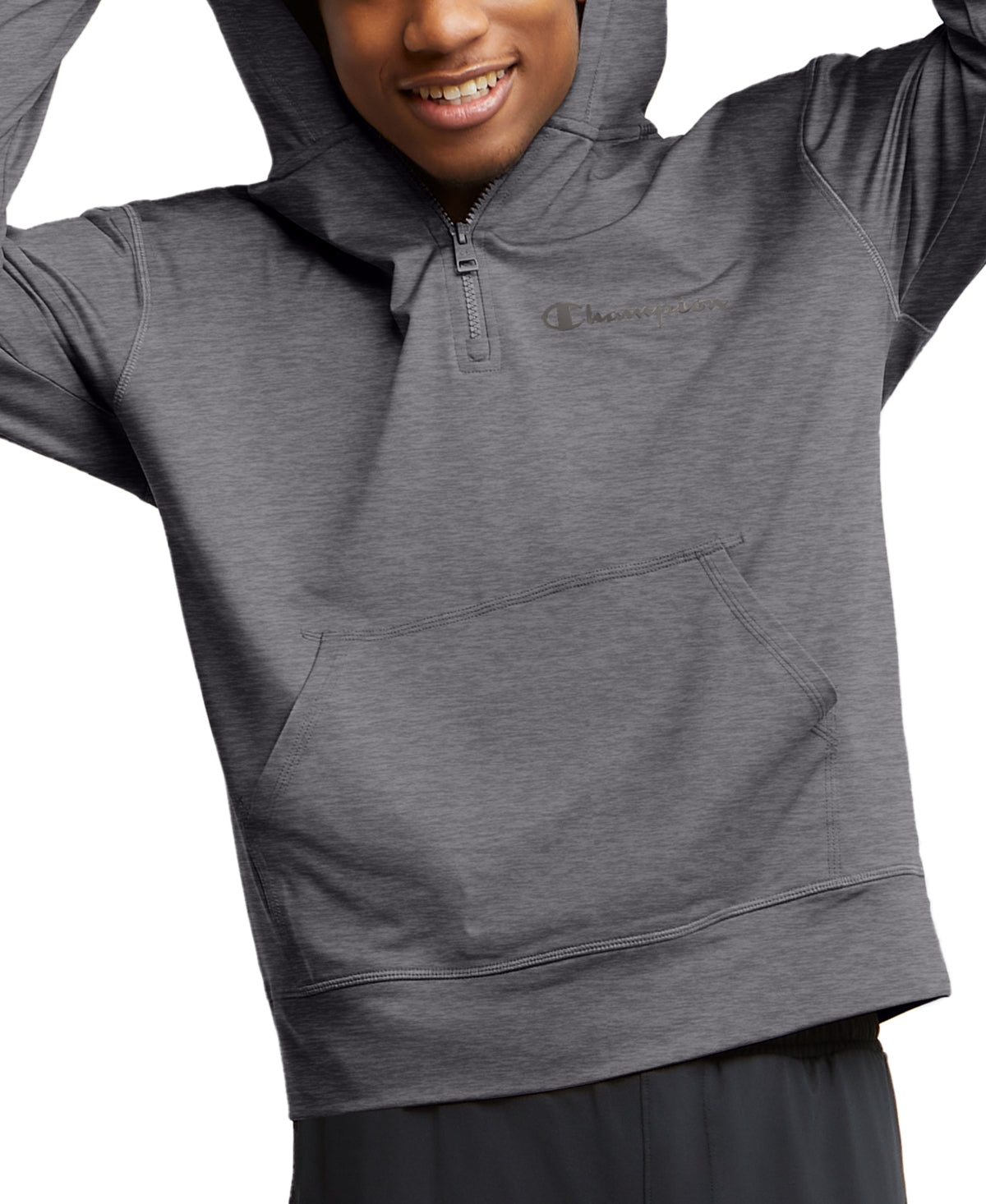 Champion Men's All Day Mvp Quarter Zip Hoodie Gray Size Medium