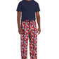 Club Room Men's Solid Top & Tropical Pants 2 Pc Pajama Set Red Size Large