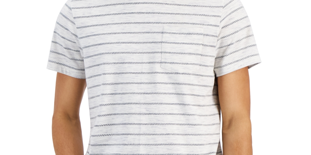 Sun + Stone Men's Aaron Regular-Fit Stripe Pocket T-Shirt White Size Small