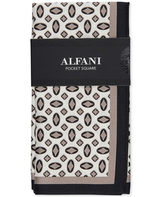 Alfani Men's Geometric Print Pocket Square Beige Size Regular