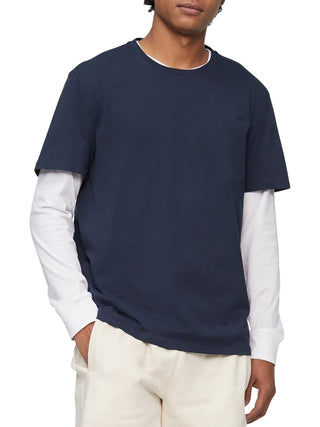 Calvin Klein Men's Smooth Cotton Solid Crewneck T-Shirt Blue Size X-Large