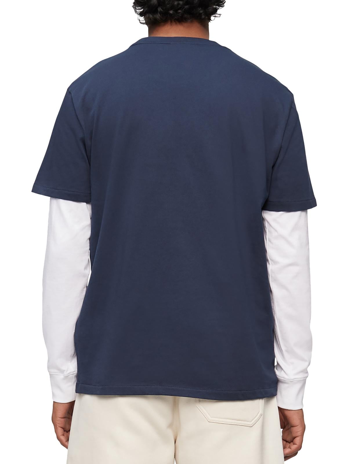 Calvin Klein Men's Smooth Cotton Solid Crewneck T-Shirt Blue Size X-Large