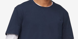 Calvin Klein Men's Smooth Cotton Solid Crewneck T-Shirt Blue Size X-Large