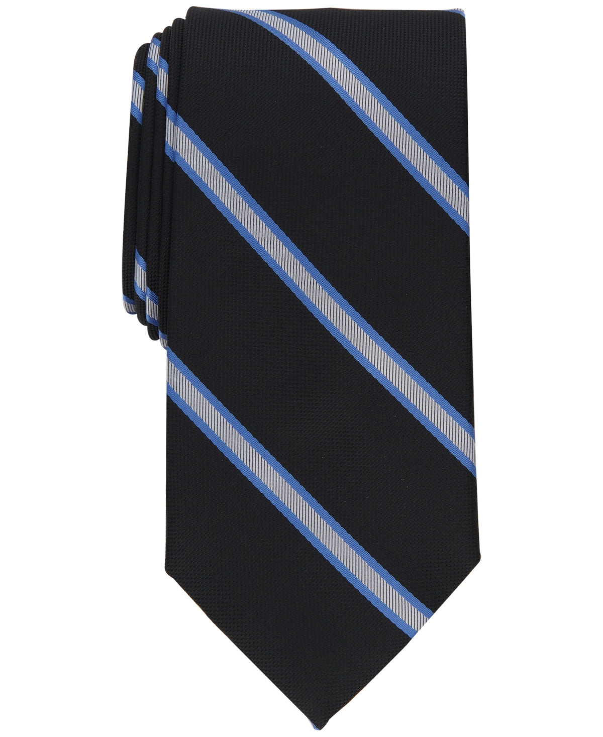 Club Room Men's Classic Stripe Tie Black Size Regular