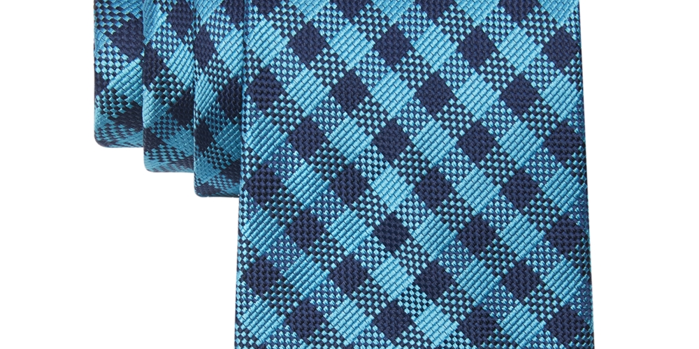 Tommy Hilfiger Men's Willard Gingham Tie Blue Size Regular