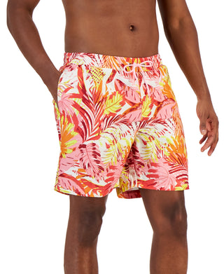 Club Room Men's Tropical Leaves Swim Trunks Pink  Size XX-Large