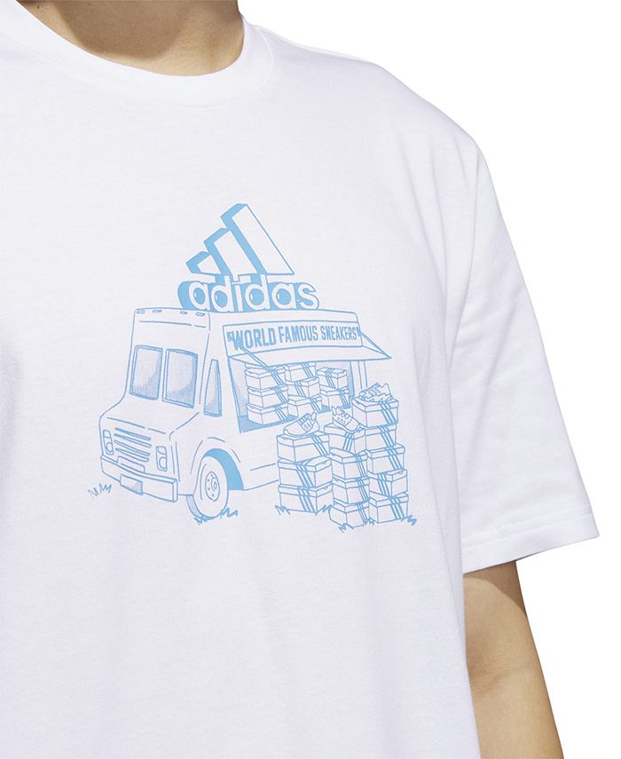adidas Men's Short Sleeve Crewneck Food Truck Graphic T-Shirt White Size XX-Large