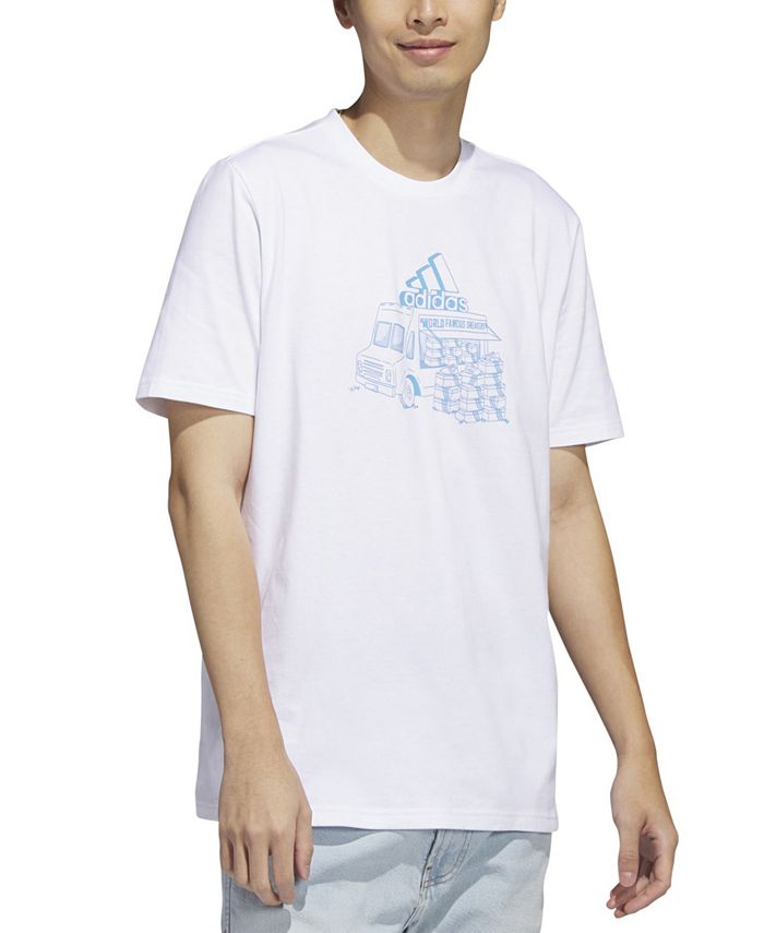 adidas Men's Short Sleeve Crewneck Food Truck Graphic T-Shirt White Size X-Large