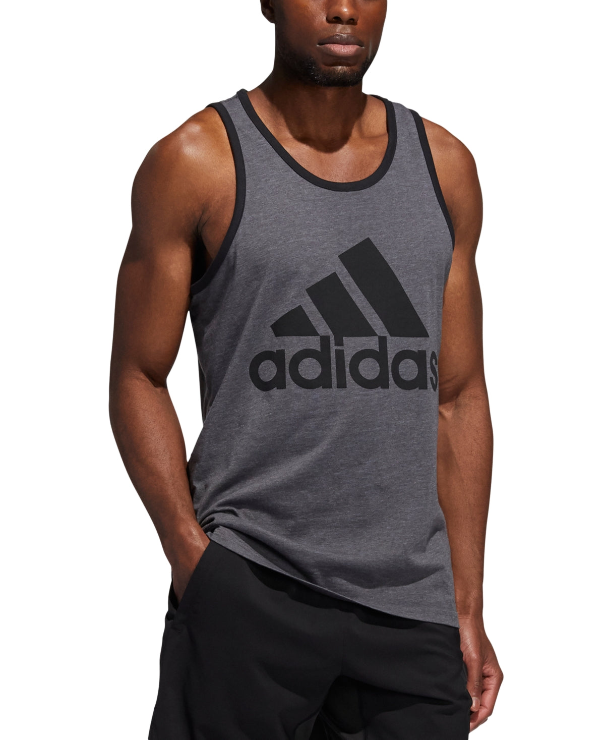 adidas Men's Badge Of Sport Logo Graphic Tank Gray Size Medium