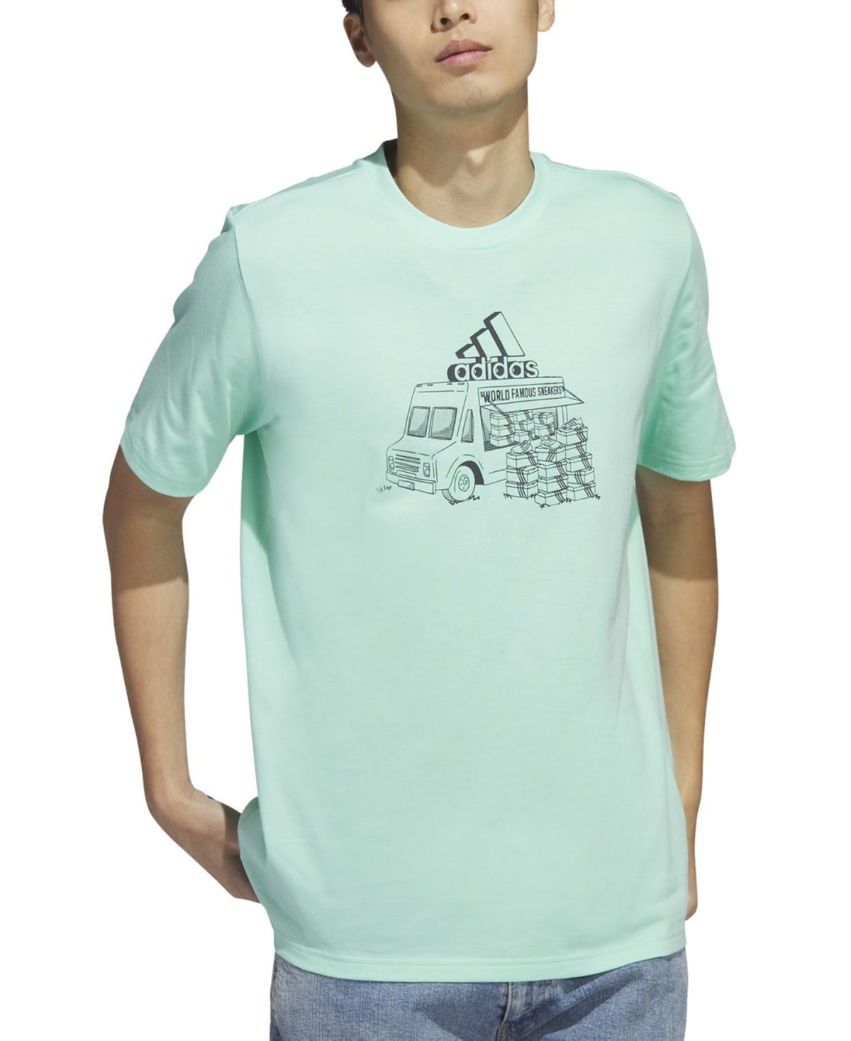 adidas Men's Short Sleeve Crewneck Food Truck Graphic T Shirt Green Size X-Large