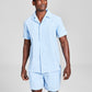 And Now This Men's Classic Fit Button Down Camp Shirt Blue Size Large
